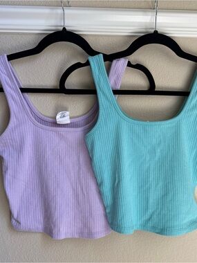 Ribbed Tank Crop Top - Lavender & Aqua (Two-Pack) a Tilly’s brand